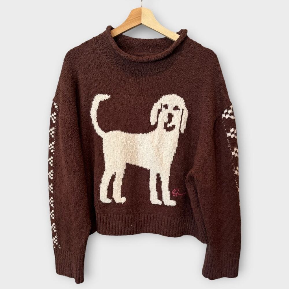 NEW FREE PEOPLE Story Book Cotton Blend Sweater In Brown Size Small - Picture 6 of 13